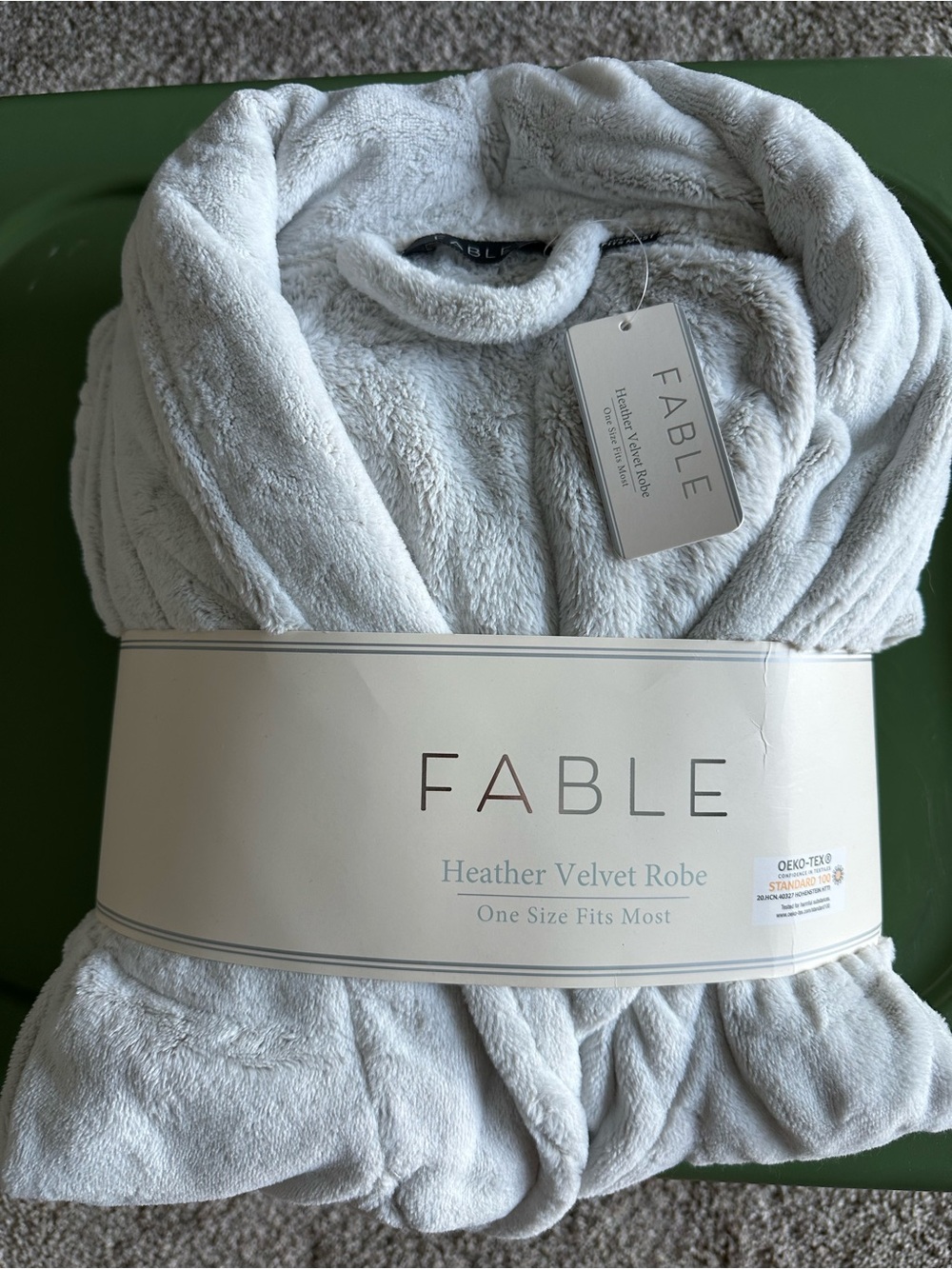 Fable Heather Velvet Robe - Light Gray